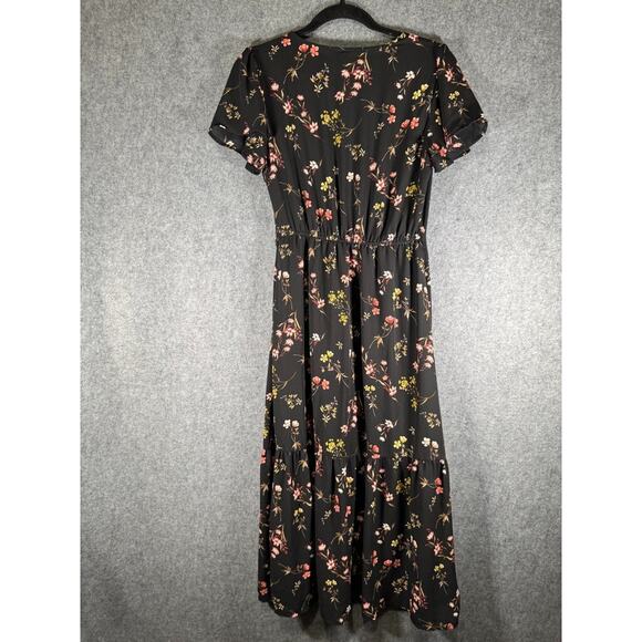 Windsor Dress Women Small Black Midi Dark Floral‎ Whimsigoth Fairy Cottage - Picture 6 of 7